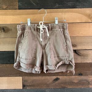 Modern American Eagle Rope Tie Waist Casual Brown Undone Hem Shorts Size 2
